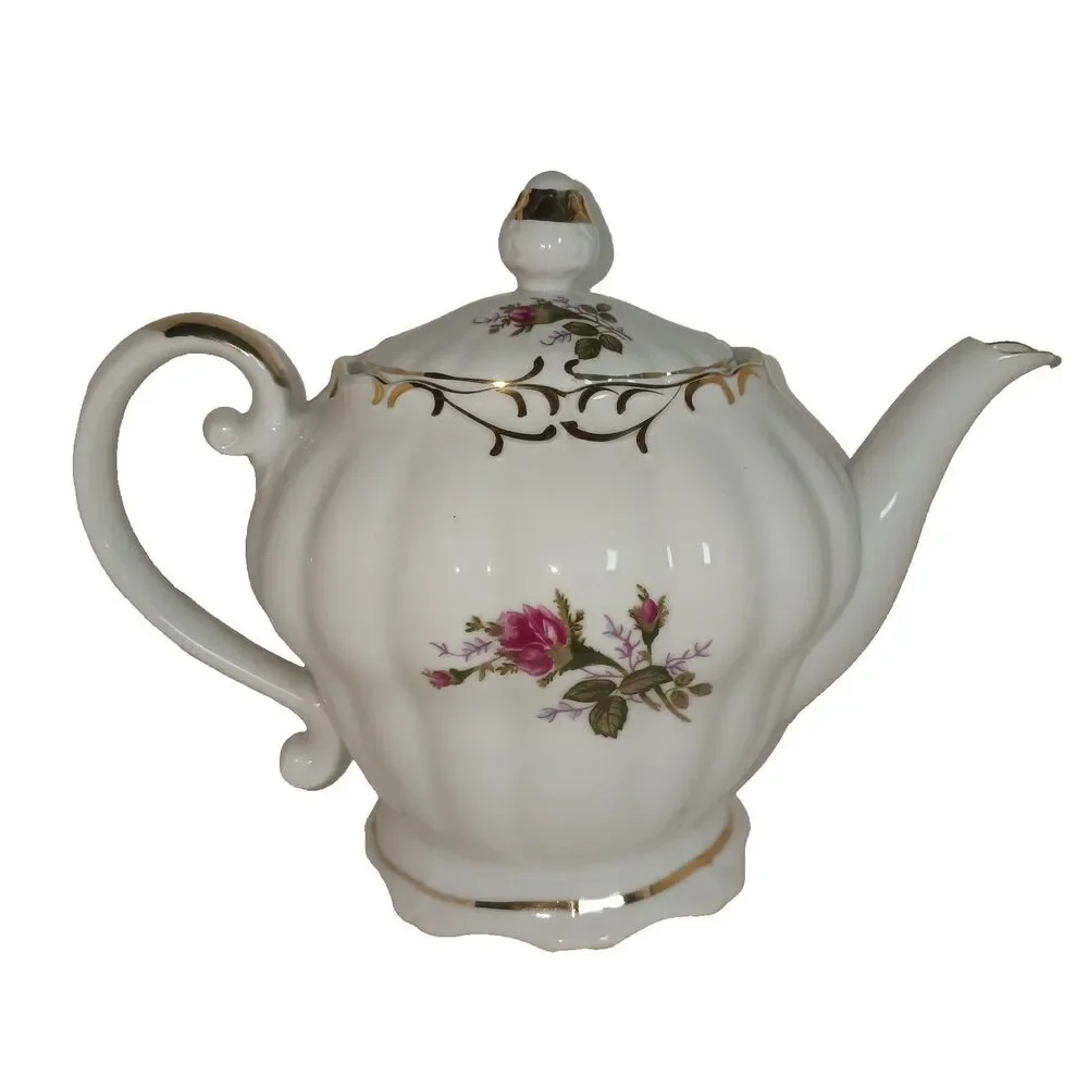 Vintage Porcelain Teapot Roses Flowers Hand Painted Made in Japan